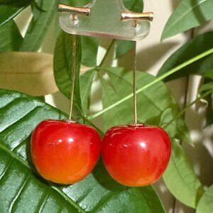 Cherry Earrings Cherry Drop Dangle Earrings